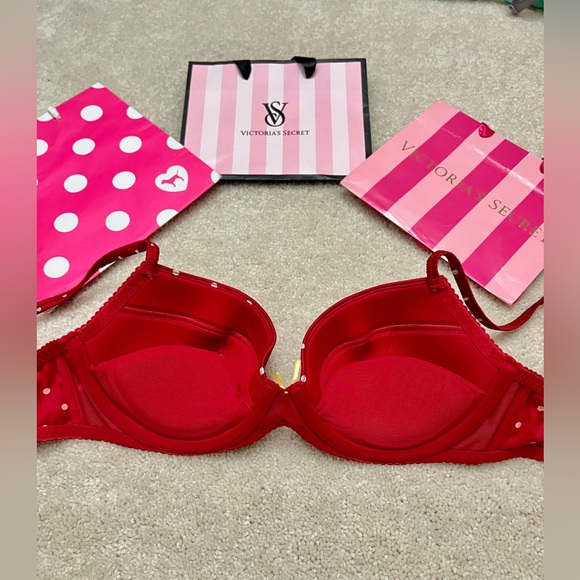 NEW Victoria’s Secret Sexy Little Things Red Polka Dot padded Push up Bra 34D - Picture 5 of 7